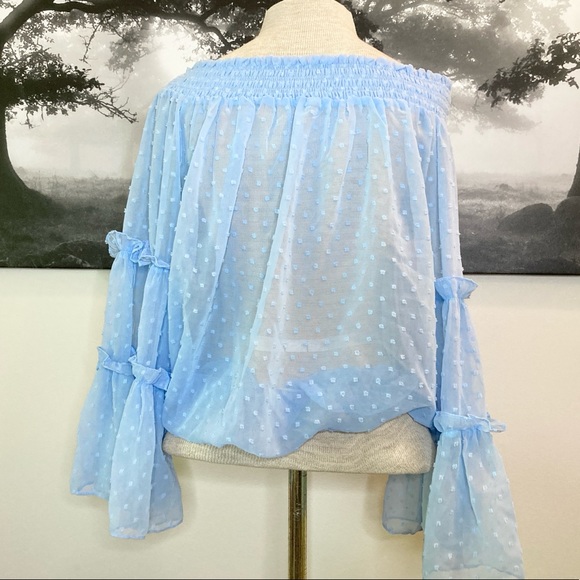 Off the Shoulder Bell Sleeve Peasant Top - Picture 3 of 6